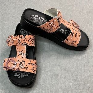 Alegria Vita Scribble Graphic Sandals NEW VIT-301 - EU 38 US 8 Peach Pink Shoes